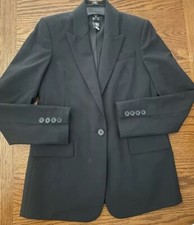 Body By Victoria One Front Button Black Lined Blazer Size 4