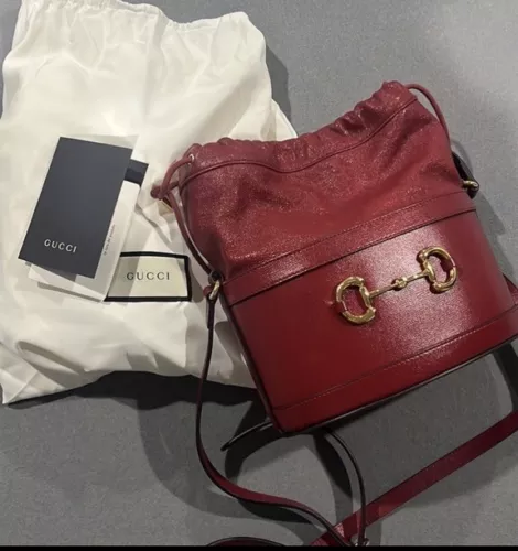 Gucci Horsebit 1955 Bucket Bag Small Red Leather 