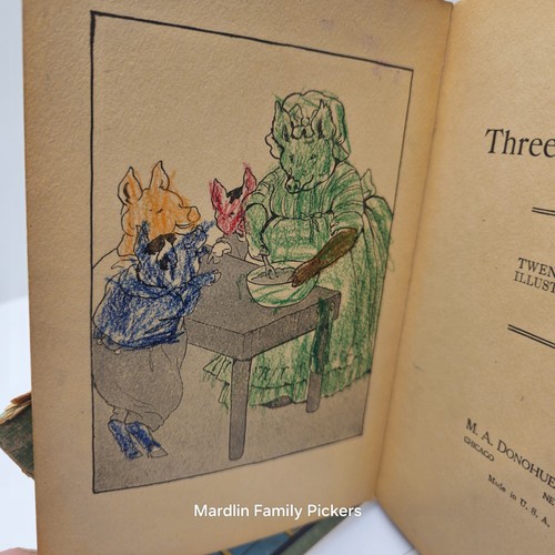 Antique 1918 The Three Little Pigs M A Donohue Illustrated Childrens Book Vintag - Picture 6 of 11