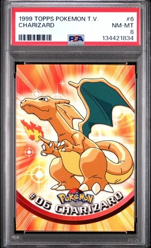 1999 Topps Pokemon Tv #6 Charizard Blue Label 1st Edition PSA 8