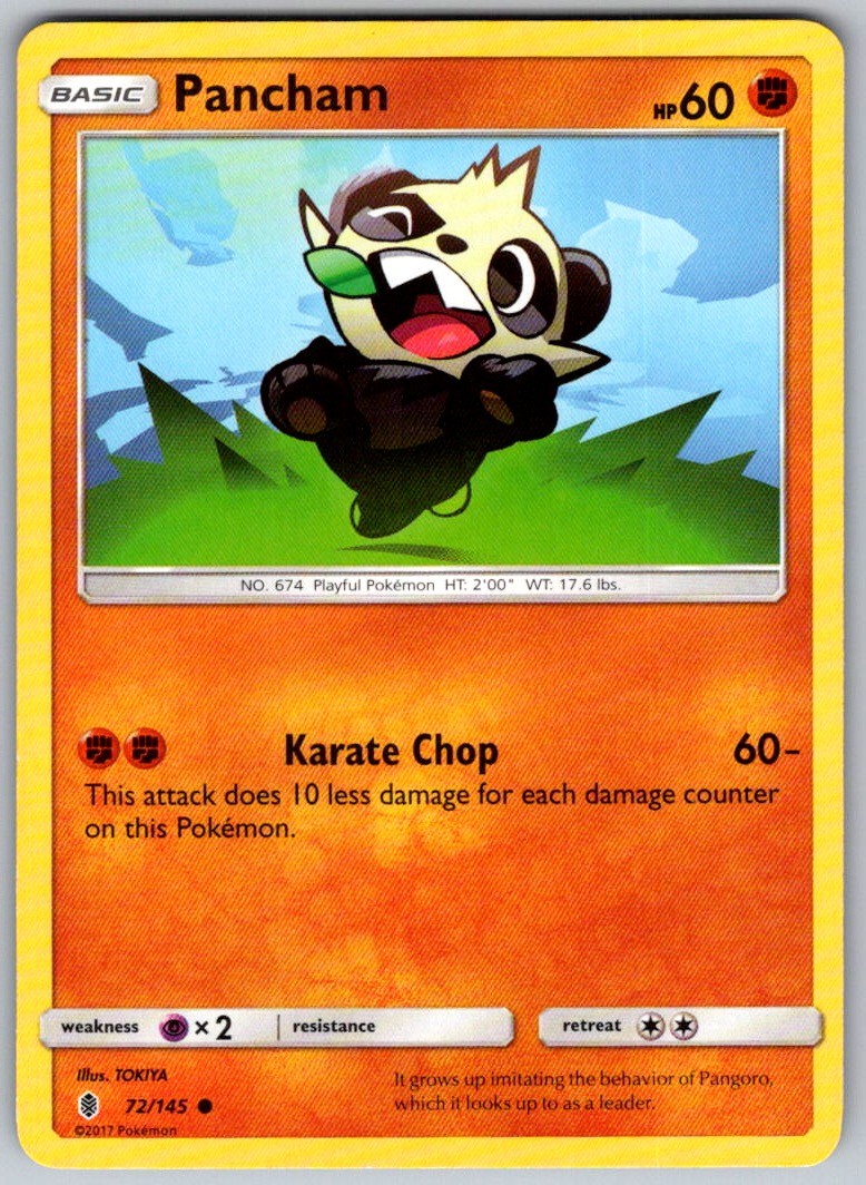2017 Pancham 72/145 Pokemon Guardians Rising C