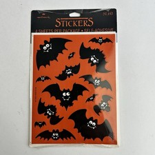 Vintage Hallmark Halloween Bat Stickers 4 Sheet Anthropomorphic 1990s New Sealed