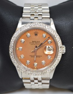 1979 ROLEX STAINLESS 16014 DATEJUST MANS WATCH DIAMOND BEZEL & DIAL