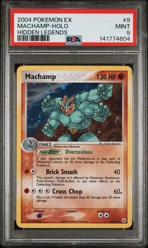 2004 Pokemon EX Hidden Legends # 9 Machamp Holo PSA 9 MINT! Free Ship! NEW CERT!
