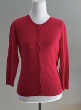 Halogen Women's Red Cardigan Viscose Blend Buttons Size M