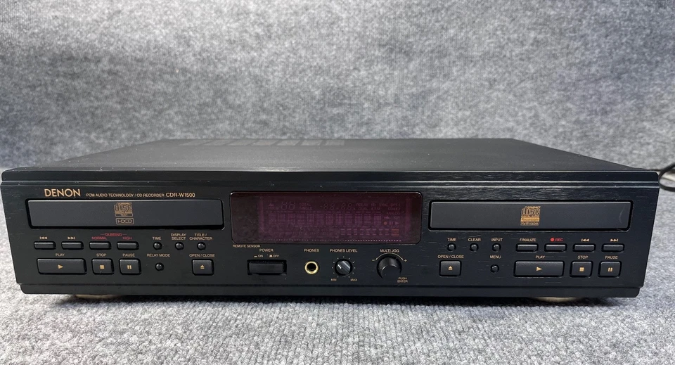 Denon CDR-W1500 Dual Deck CD Recorder PCM Audio W/ Remote-Manual-New Belts-WORKS - Image 3 of 4