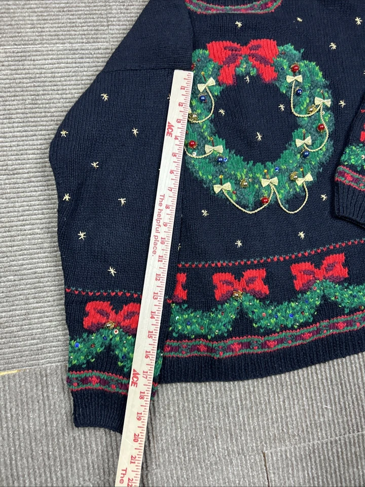 Suéter Guirnalda Navidad Vintage Para Mujer Marisa Christina 1994 Pequeña L Abuela Foto 4 de 4