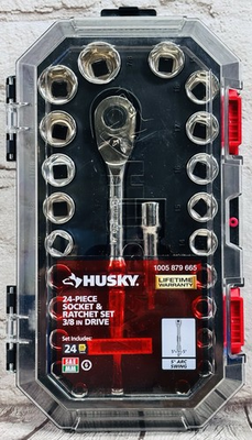#ad Husky 24 Piece Socket amp; Ratchet Set 3 8” Drive SAE Metric New Sealed $25.00
