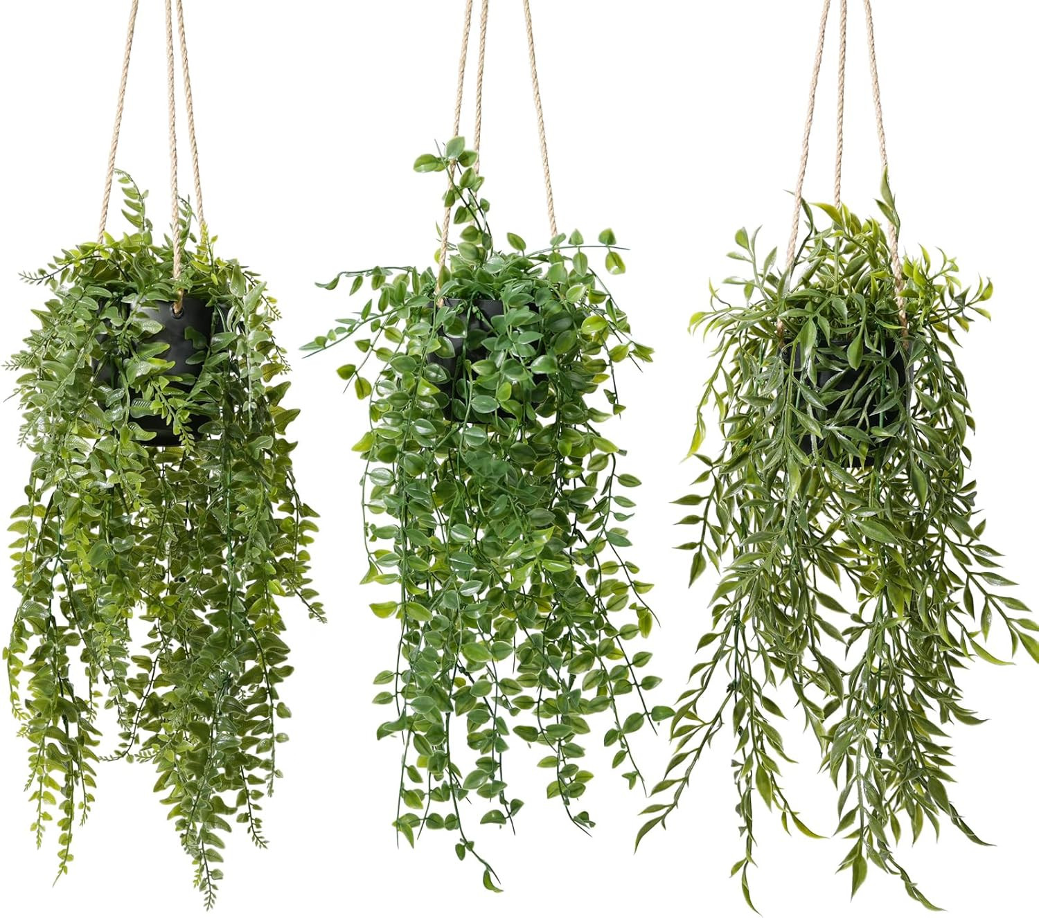 Plantes artificielles interieur tombantes lot de 3 fausses plantes vertes