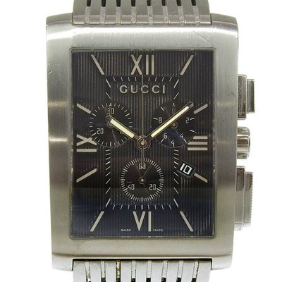 GUCCI 8600M G Metro Watches blackDial Stainless Steel Quartz Chronograph mens