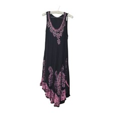 Black Boho Embroidered Sleeveless Dress O/S