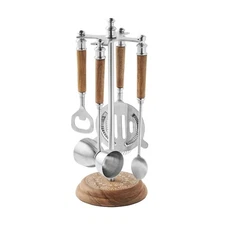 Pioneer Woman Stainless Steel Bar Tool 5Pc Set with Storage Stand New