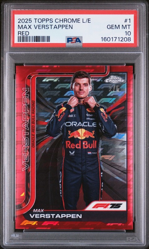 2025 Topps Chrome F1 Max Verstappen #2/5 PSA 10 Red Refractor SSP POP 1 Card #1