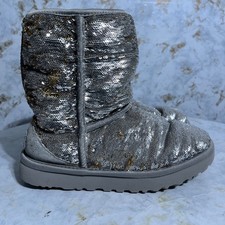 UGG Classic Short Sequin Women's Size 6M Shoes Silver Gold Lined Comfort Boots