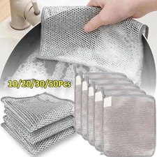 10-100Pcs Multipurpose Wire Dishwashing Rags - Non-Scratch Scrubbing Soft Cloths