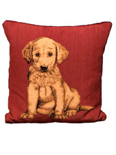 12" Square Woven Jacquard Golden Retriever Puppy Throw Pillow
