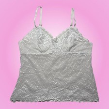 Vintage Vanity Fair White Semi Sheer Lace Cami Tank Top