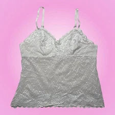 Vintage Vanity Fair White Semi Sheer Lace Cami Tank Top