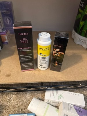 Hoegoa Hair Volume Oil, Acure Dry Shampoo and Halogrow Hair Growth Spray Bundle