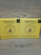 Spongelle HONEY BLOSSOM Exfoliating Bath Sponges SET OF 2 - NEW in Boxes