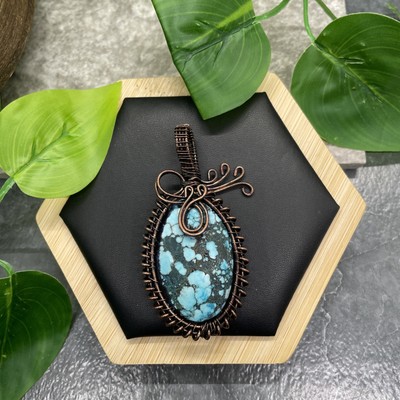 2.5  Polished Gemstone Copper/Brass Wire Wrapped Pendant New Free Ship B7239