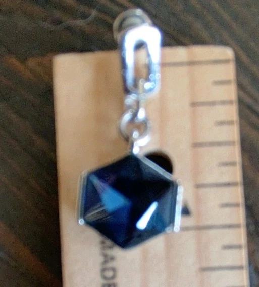 Kenneth Cole Blue Faceted Drop Earrings Hexagonal Silver Tone Royal Blue - Image 4 of 4