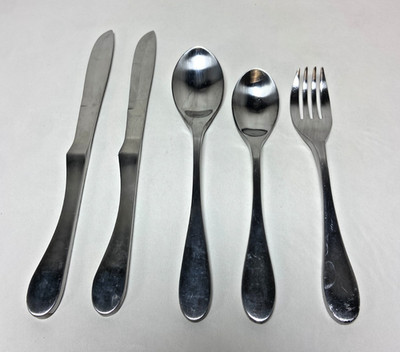 Knork Replacement Flatware (5 Piece) Matte Silver Butter Fork Knives Soup Spoon