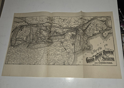 1910 Grand Trunk Railway System & Connections Map 3024 Original Northeast US