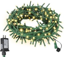 Twinkle Christmas Lights 33ft 100 33FT 100LED, Warm White Glass Green Wire