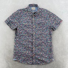 Scotch  Soda Floral Button Down Shirt Mens M Multicolor Short Sleeve Cotton