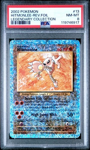 2002 POKEMON LEGENDARY COLLECTION #13 HITMONLEE-REVERSE FOIL PSA 8