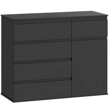 Modern Chest Of Drawers, 5 Drawer Dresser with Adjustable Shelf, Soft-Close Door