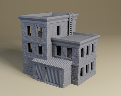 #ad Ashfall City Building 4 Modern Urban Terrain for tabletop RPGs or wargaming $33.00