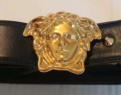 GIANNI VERSACE メデューサ ベルト GIANNI VERSACE dual tone belt black studded Medusa head 80