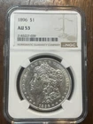1896 p morgan silver dollar NGC AU 53