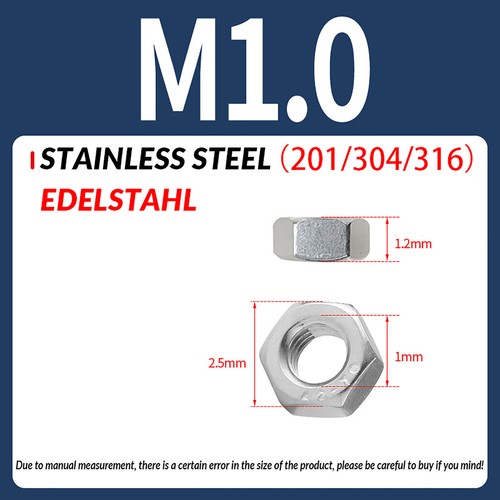 STAINLESS STEEL HEXAGON FULL NUTS HEX NUT M1 M2 M2.5 M3 M3.5 M4 M5 M6 M8 M10-M65 - Picture 8 of 39