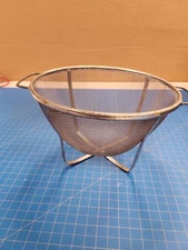 Vintage Metal Mesh Colander Strainer Kitchen Cooking Food Prep Drainer Tool