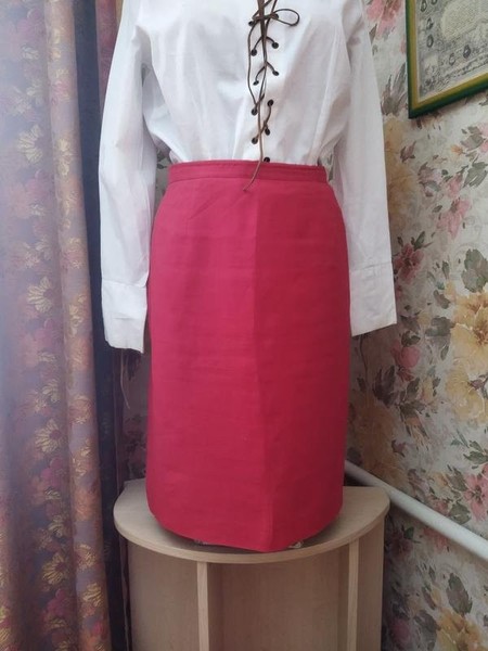 Women Laura Ashley Skirt Red Linen 46