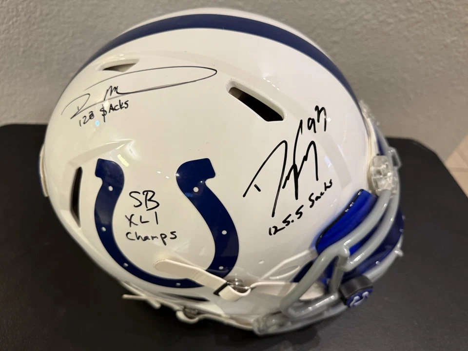 Casco Auténtico Robert Mathis Autógrafo Inscrito Colts Indianapolis NFL Foto 2 de 4