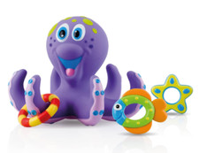 Nuby Floating Octopus Toy: 18 Months, Baby Bath Toy with 3 Hoopla Rings