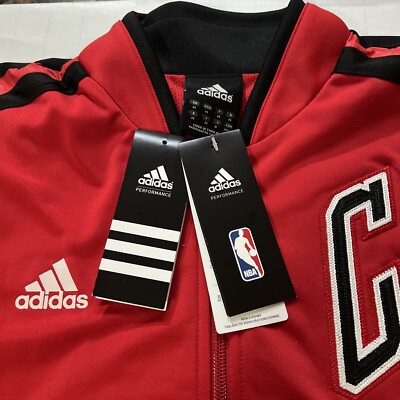 Chicago Bulls NBA Adidas On-Court Weekend Track Jacket Red Striped