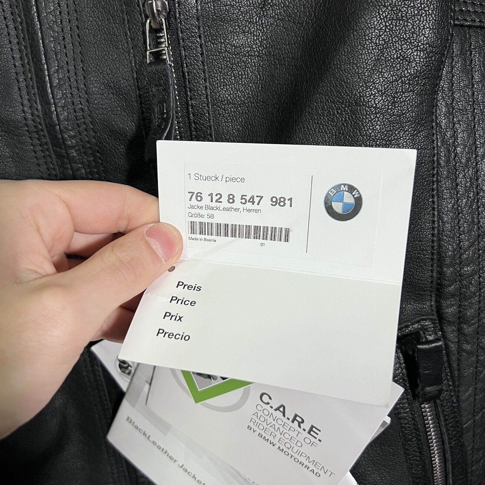 BMW Genuine Motorcycle Black Leather Mens Jacket Euro 56 US 46 for  