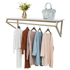 Gold Metal Garment Clothes Rack Clothing Rack Clothes Wall Shelf Hanger Display