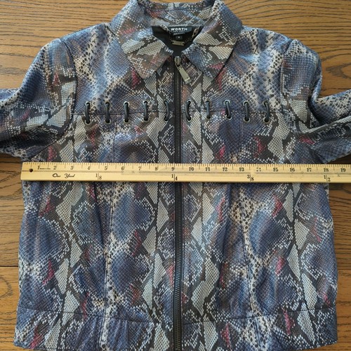 VALE LA PENA Chaqueta Blazer Nueva York Manga Larga Estampado Serpiente Cremallera Completa Cuero Talla 8 - Imagen 12 de 17