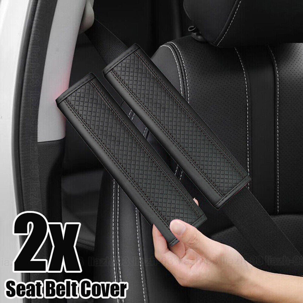 2x Black Car Seat Belt Cover Strap Pad Shoulder Comfort Cushion Auto Accessories
