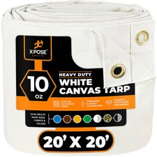 20x20 White Canvas Tarp 10 Oz