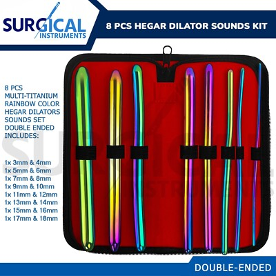 #ad 8 Pcs Rainbow Hegar Dilator Sounds Kit Set Double Ended OB Gynecology German Gr $42.99