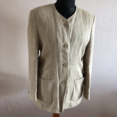 edler Blazer von Gira Puccino in Größe 44 - Leinen, sandfarben, kragenlos
