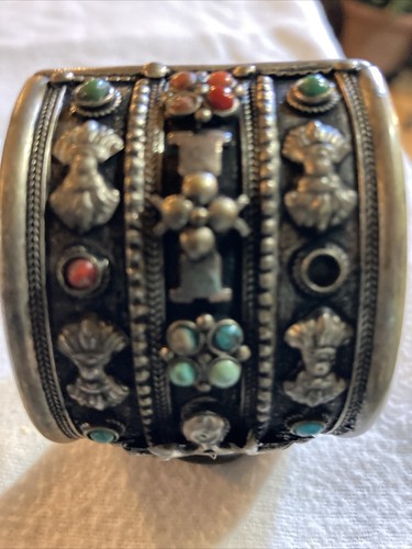 Metal Cuff Bracelet With Stones Some Small Stones Missing - Picture 6 of 7