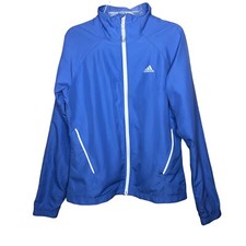 Adidas Track Jacket Women  s Size Small Blue Vented Lightweight Running 3 Stripe